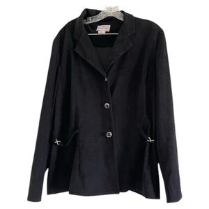 COURTENAY Women’s Black Vintage Cotton Suit Jacket Blazer-Plus‎ Size 18